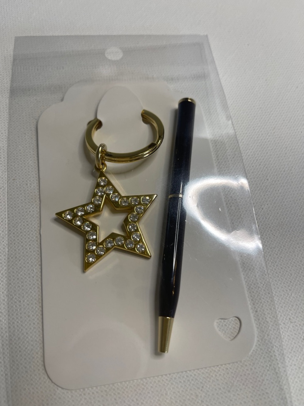 Coach Gold Star Crystal Keychain with Black Coach Pen - Picture 3 of 7